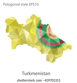 Turkmenistan map in geometric polygonal style.