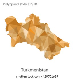 Turkmenistan map in geometric polygonal style.