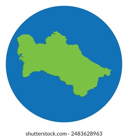Turkmenistan map. Map of Turkmenistan in globe design with blue circle