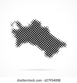Turkmenistan map in halftone. Dotted illustration isolated on a white background.
Vector illustration.