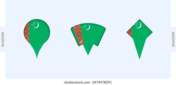 Turkmenistan Map Markers Set. Perfect for projects related to Turkmenistan, travel, geography, and international representation. Vector collection.