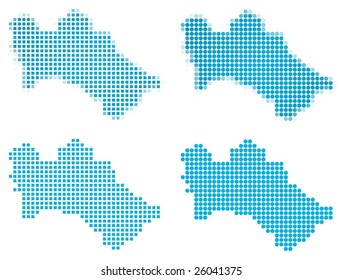 Turkmenistan map mosaic set. Isolated on white background.