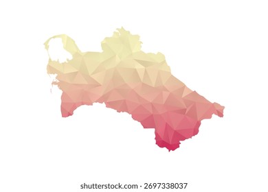 Mapa de Turkmenistán - Ilustración vectorial de estilo de polígono en melocotón y degradado rosa, diseño geométrico de bajo poli, aislado sobre fondo blanco para infografías y proyectos.