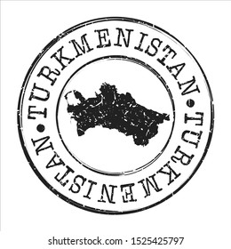 Turkmenistan Map Postmark. Silhouette Postal Passport. Stamp Round Vector Icon. Vintage Postage Design.