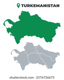 Turkmenistan map simple flat outline vector set