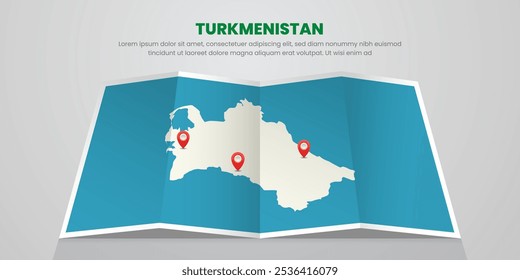 turkmenistan map travel with pin tag location design Illustration