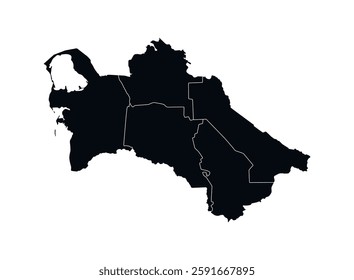 Turkmenistan Map vector icon. Map of Turkmenistan Black Silhouette.