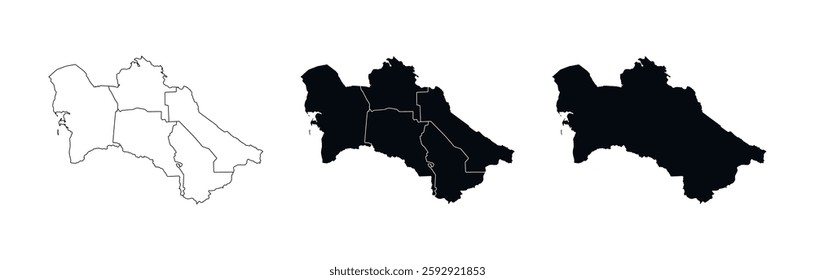 Turkmenistan Map vector icon. Map of Turkmenistan various styles.