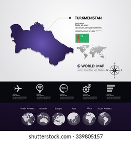 Turkmenistan Map vector illustration