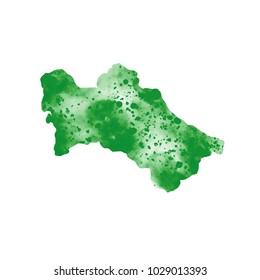 Turkmenistan map water colors Design of flag colors vector Illustration