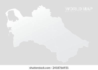 Mapa de Turkmenistán - Plantilla vectorial del Mapa Mundial con Alto detalle incluyendo color de gradiente blanco y gris y color de contorno blanco aislado en fondo gris - Ilustración vectorial eps 10