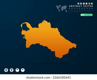 Turkmenistan map of Yellow and orange gradient on dark background vector.