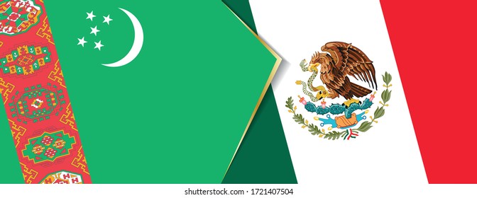 Turkmenistán y México banderas, dos vectores símbolo de relación o confrontación.