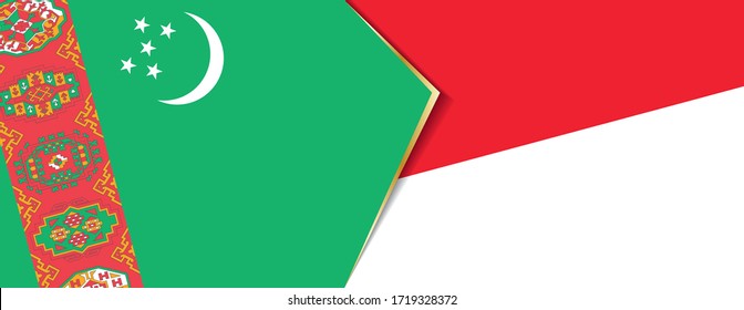 Turkmenistan and Monaco flags, two vector flags symbol of relationship or confrontation.
