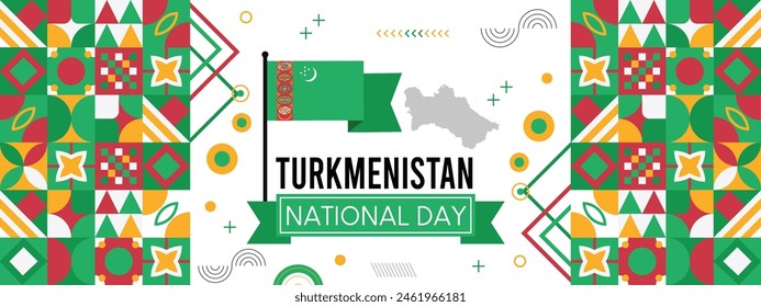 TURKMENISTAN national day banner Abstract celebration geometric decoration design graphic art web background