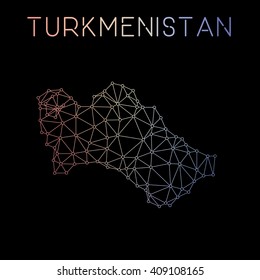 Turkmenistan network map. Abstract polygonal map design. Network connections vector illustration.