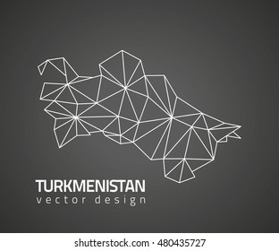 Turkmenistan outline black triangle vector mosaic map