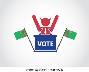 Turkmenistan Podium Celebrate Evil Corrupt Politician Speech Poll