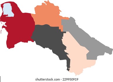 Turkmenistan political map with pastel colors.