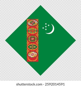 Turkmenistan rhombus flag. Vector illustration.