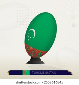 Turkmenistan Rugby Ball on Rugby Kicking Tees with Modern Design. Illustration perfect for sports, national pride, and rugby-related projects.