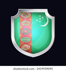 Turkmenistan Silver Shield Flag Icon