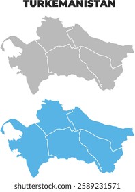 Turkmenistan simple maps flat illustration