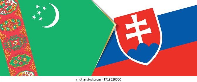 Turkmenistan and Slovakia flags, two vector flags symbol of relationship or confrontation.