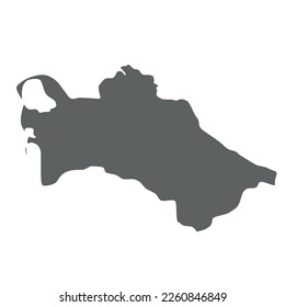 Turkmenistan - smooth grey silhouette map of country area. Simple flat vector illustration.