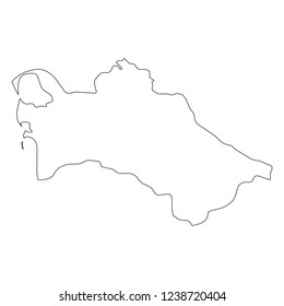 Turkmenistan - solid black outline border map of country area. Simple flat vector illustration.