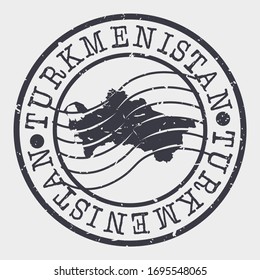 Turkmenistan Stamp Postal. A Map Silhouette Seal. Passport Round Design. Vector Icon Design Retro Travel.