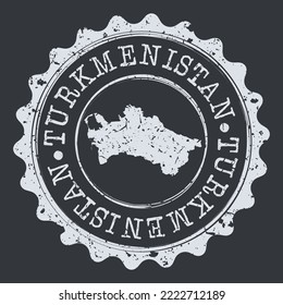 Turkmenistan Stamp Travel Passport. Design Retro Symbol Country. Old Vintage Postmark.