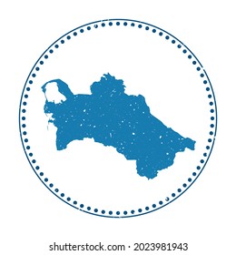 Turkmenistan sticker. Travel rubber stamp with map of country, vector illustration. Can be used as insignia, logotype, label, sticker or badge of Turkmenistan.