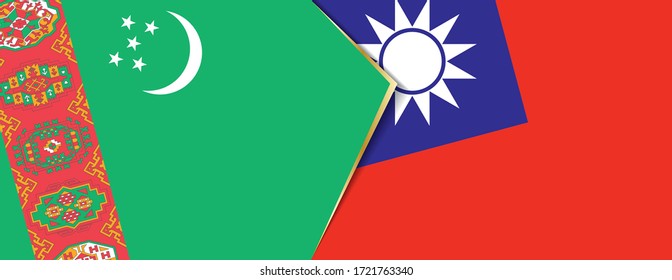 Turkmenistan und Taiwan Flaggen, zwei Vektorflaggen Symbol für Beziehung oder Konfrontation.