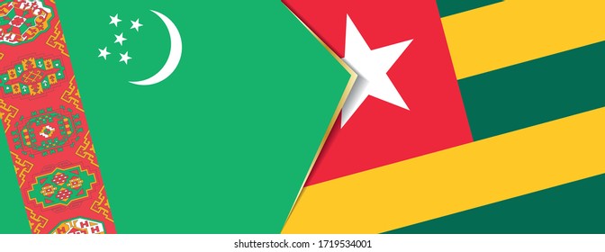Turkmenistan and Togo flags, two vector flags symbol of relationship or confrontation.