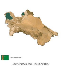 Turkmenistan Topography Country  Map Vector