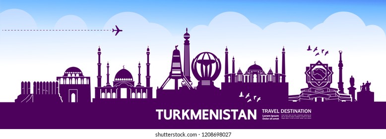 Turkmenistan Travel Destination vector illustration.