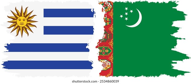 Turkmenistán y Uruguay grunge enarbolan conexión, Vector