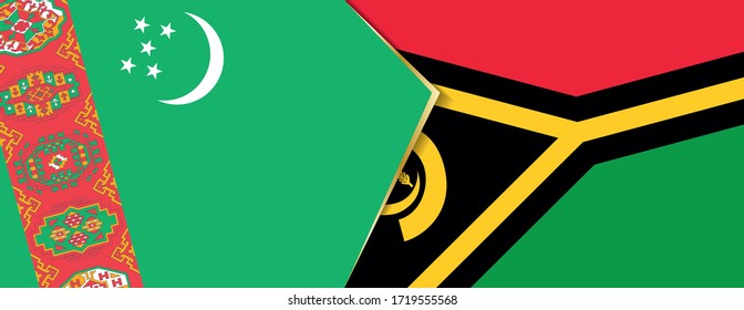 Turkmenistan and Vanuatu flags, two vector flags symbol of relationship or confrontation.