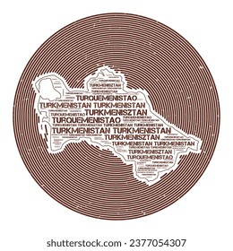 Turkmenistan Vector Image. Country round logo design. Turkmenistan poster in circular arcs and wordcloud style. Radiant vector illustration.