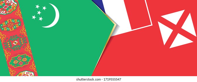 Turkmenistan and Wallis and Futuna flags, two vector flags symbol of relationship or confrontation.