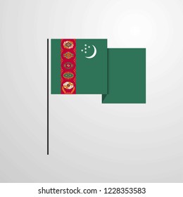 Turkmenistan waving Flag design vector