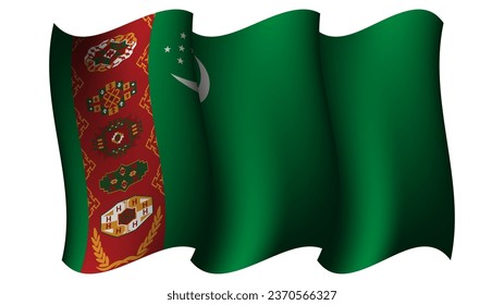 turkmenistan waving flag design vector illustration suitable for feast day moment or event poster design on turkmenistan