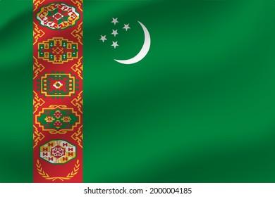 Turkmenistán ondea la bandera. Vector editable.