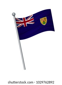 Turks and Caicos flag on the flagpole. Official colors and proportion correctly. waving of Turks and Caicos flag on flagpole, vector illustration isolate on white background.
