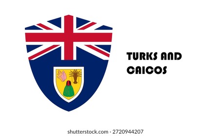 Bandeira de Turks e Caicos em forma de escudo (emblema)