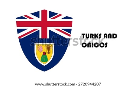 Turks and Caicos flag in shield shape (badge)