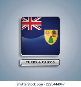 Turks and Caicos flag square button vector illustration