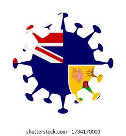 Flagge von Türken und Caicos in Virusform. Länderzeichen Vector-Abbildung.