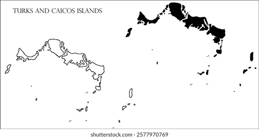 Turks and Caicos Islands Blank Map, Turks and Caicos Islands Map Outline Vector Images